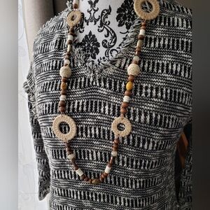Boho Chic wood beaded necklace, NWT